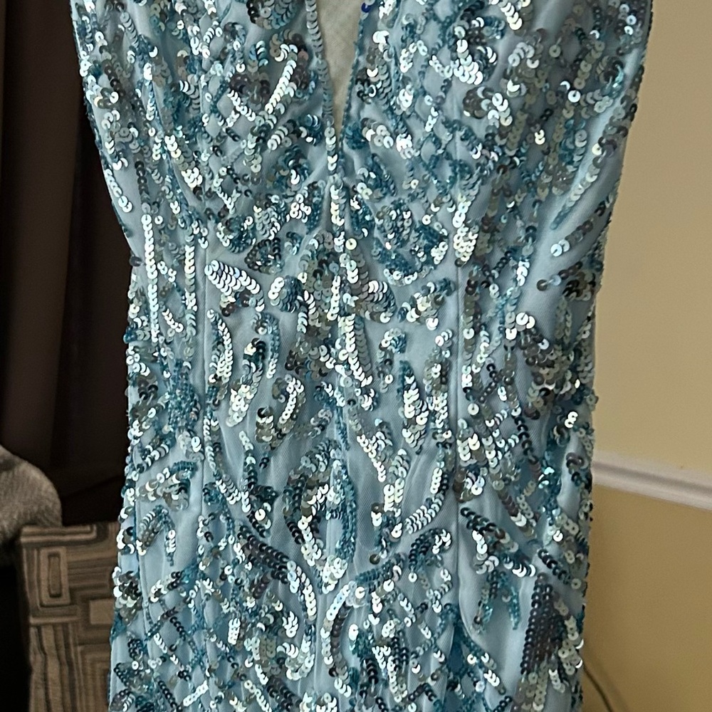 Primavera Couture Sequin Mini Dress in Blue